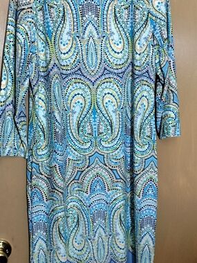 Talbots Blue Paisley Print Long Sleeve Dress